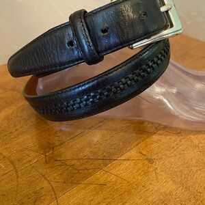 Brighton Womens Black Leather Braided Woven Belt Sz 34